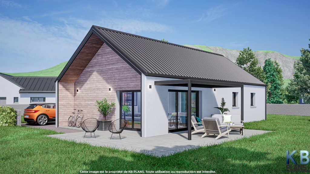 Plan maison de 2 chambres de plain-pied